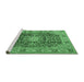 Sideview of Machine Washable Medallion Emerald Green Traditional Area Rugs, wshtr3932emgrn