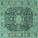 Square Medallion Turquoise Traditional Rug, tr3932turq