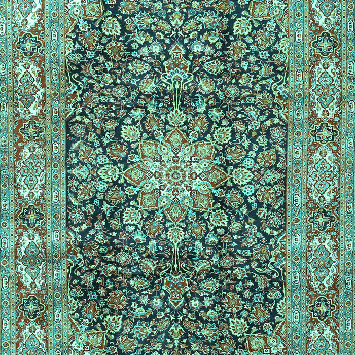 Machine Washable Medallion Turquoise Traditional Area Rugs, wshtr3932turq