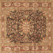 Square Medallion Brown Traditional Rug, tr3932brn