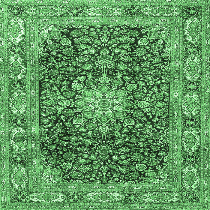Square Medallion Emerald Green Traditional Rug, tr3932emgrn