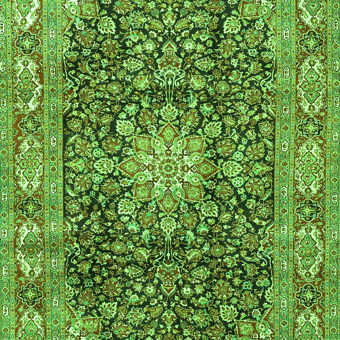 Serging Thickness of Machine Washable Medallion Green Traditional Area Rugs, wshtr3932grn