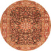 Square Medallion Orange Traditional Rug, tr3932org