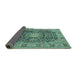 Sideview of Medallion Turquoise Traditional Rug, tr3932turq