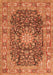 Serging Thickness of Machine Washable Medallion Orange Traditional Area Rugs, wshtr3932org