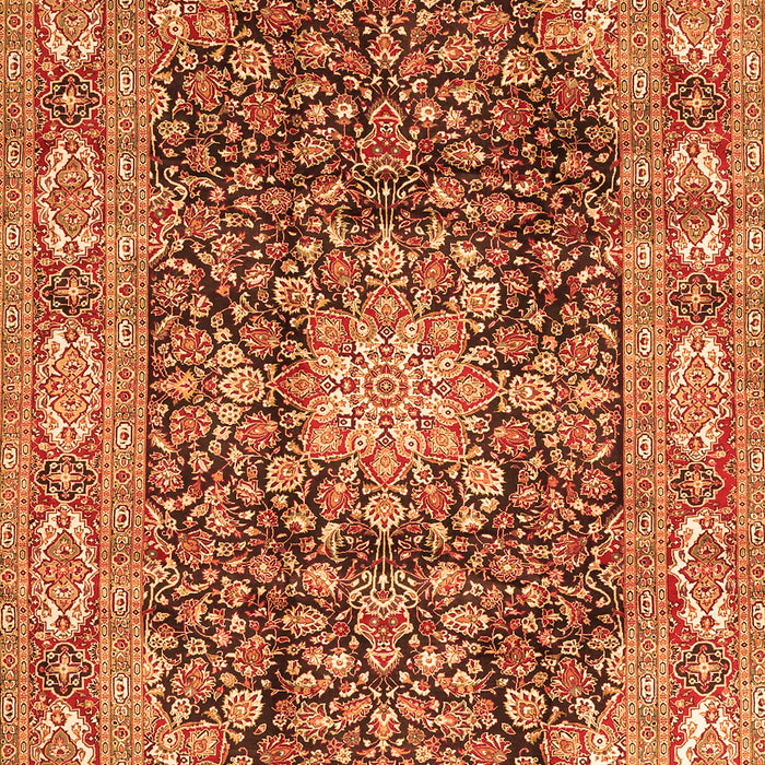 Serging Thickness of Machine Washable Medallion Orange Traditional Area Rugs, wshtr3932org