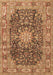 Machine Washable Medallion Brown Traditional Rug, wshtr3932brn