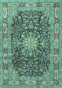 Medallion Turquoise Traditional Rug, tr3932turq