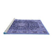 Sideview of Machine Washable Medallion Blue Traditional Rug, wshtr3932blu