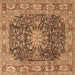 Square Machine Washable Medallion Brown Traditional Rug, wshtr3932brn