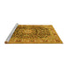 Sideview of Machine Washable Medallion Yellow Traditional Rug, wshtr3932yw