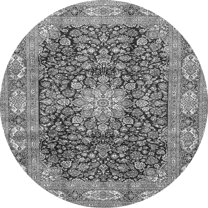 Machine Washable Medallion Gray Traditional Rug, wshtr3932gry