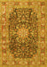 Machine Washable Medallion Yellow Traditional Rug, wshtr3932yw