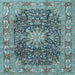 Square Medallion Light Blue Traditional Rug, tr3932lblu