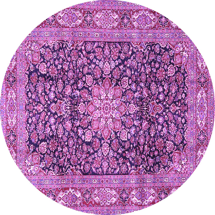 Round Medallion Purple Traditional Rug, tr3932pur