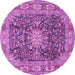 Round Medallion Purple Traditional Rug, tr3932pur