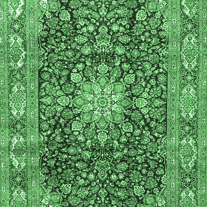 Medallion Emerald Green Traditional Rug, tr3932emgrn