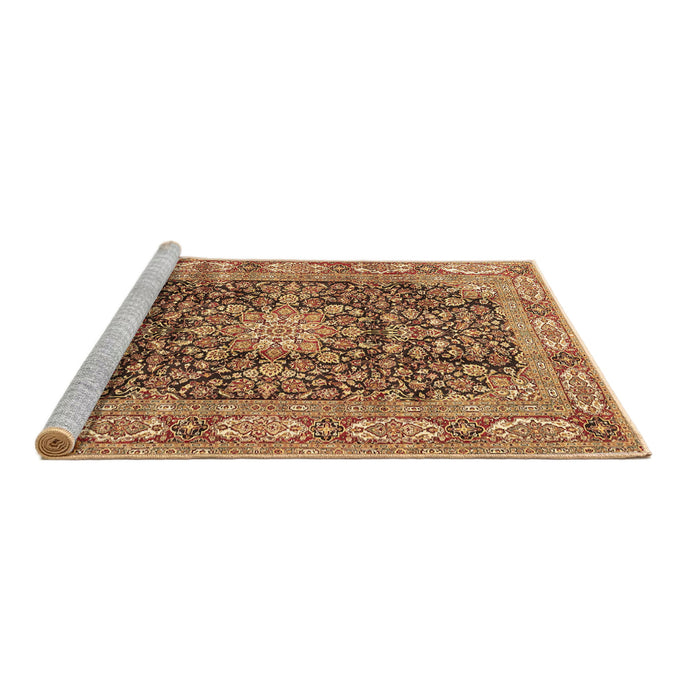 Sideview of Machine Washable Medallion Brown Traditional Rug, wshtr3932brn