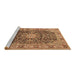 Sideview of Machine Washable Medallion Brown Traditional Rug, wshtr3932brn