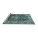 Sideview of Machine Washable Medallion Light Blue Traditional Rug, wshtr3932lblu