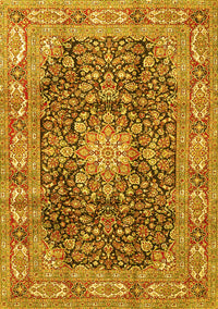 Medallion Yellow Traditional Rug, tr3932yw