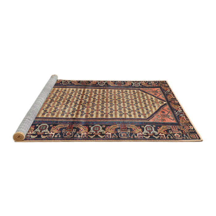 Sideview of Machine Washable Traditional Dark Brown Rug, wshtr3933