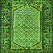 Round Machine Washable Persian Green Traditional Area Rugs, wshtr3933grn