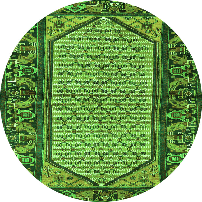 Square Persian Green Traditional Rug, tr3933grn
