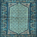 Square Machine Washable Persian Light Blue Traditional Rug, wshtr3933lblu