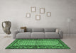 Machine Washable Persian Emerald Green Traditional Area Rugs in a Living Room,, wshtr3933emgrn