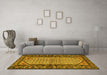 Machine Washable Persian Yellow Traditional Rug in a Living Room, wshtr3933yw