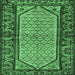 Square Machine Washable Persian Emerald Green Traditional Area Rugs, wshtr3933emgrn