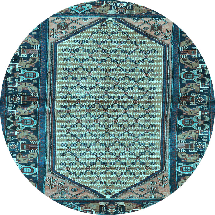 Round Persian Light Blue Traditional Rug, tr3933lblu