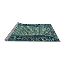 Sideview of Machine Washable Persian Light Blue Traditional Rug, wshtr3933lblu