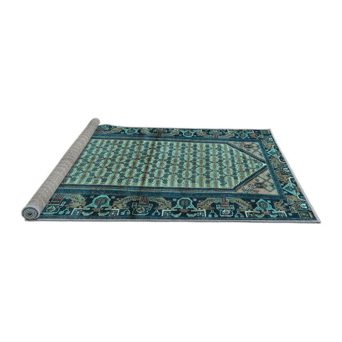 Sideview of Machine Washable Persian Light Blue Traditional Rug, wshtr3933lblu