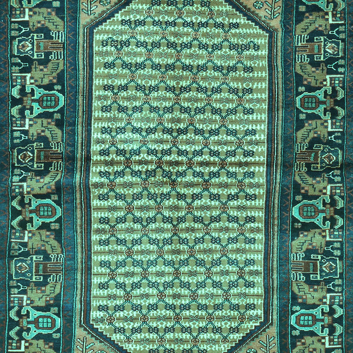 Machine Washable Persian Turquoise Traditional Area Rugs, wshtr3933turq