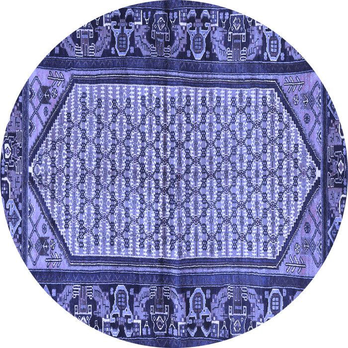 Round Persian Blue Traditional Rug, tr3933blu