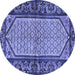 Round Persian Blue Traditional Rug, tr3933blu