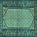 Square Machine Washable Persian Turquoise Traditional Area Rugs, wshtr3933turq