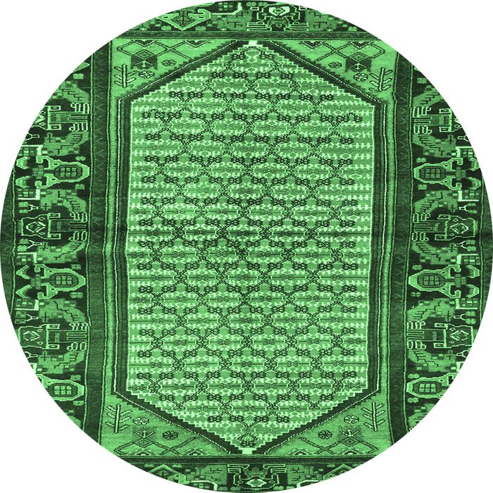 Round Persian Emerald Green Traditional Rug, tr3933emgrn