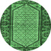 Round Persian Emerald Green Traditional Rug, tr3933emgrn