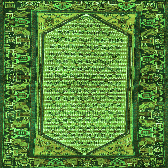 Serging Thickness of Persian Green Traditional Rug, tr3933grn