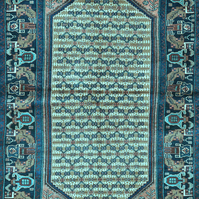 Machine Washable Persian Light Blue Traditional Rug, wshtr3933lblu