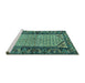 Sideview of Machine Washable Persian Turquoise Traditional Area Rugs, wshtr3933turq