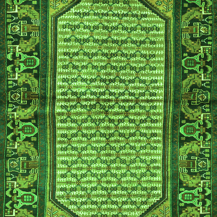 Serging Thickness of Machine Washable Persian Green Traditional Area Rugs, wshtr3933grn