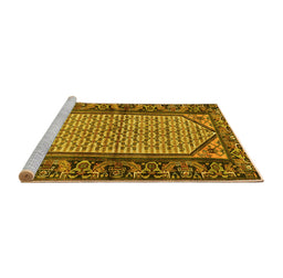 Sideview of Machine Washable Persian Yellow Traditional Rug, wshtr3933yw