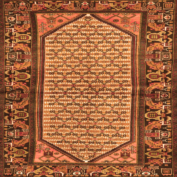 Round Machine Washable Persian Orange Traditional Area Rugs, wshtr3933org
