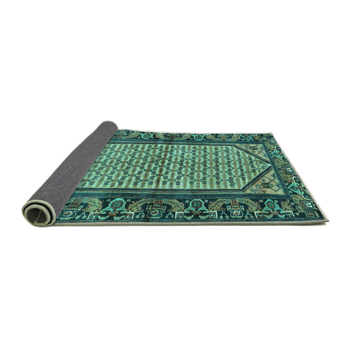 Sideview of Persian Turquoise Traditional Rug, tr3933turq