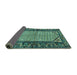 Sideview of Persian Turquoise Traditional Rug, tr3933turq