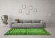 Machine Washable Persian Green Traditional Area Rugs in a Living Room,, wshtr3933grn